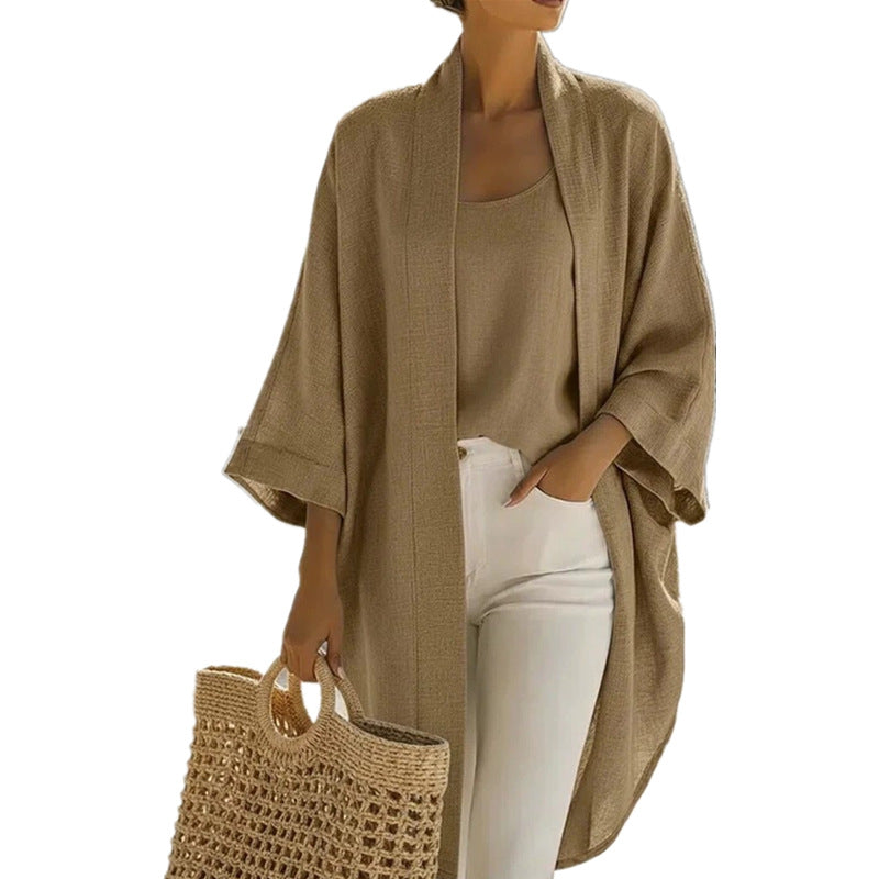 Women's Linen Two-piece Set Leisure Commute Versatile Vests