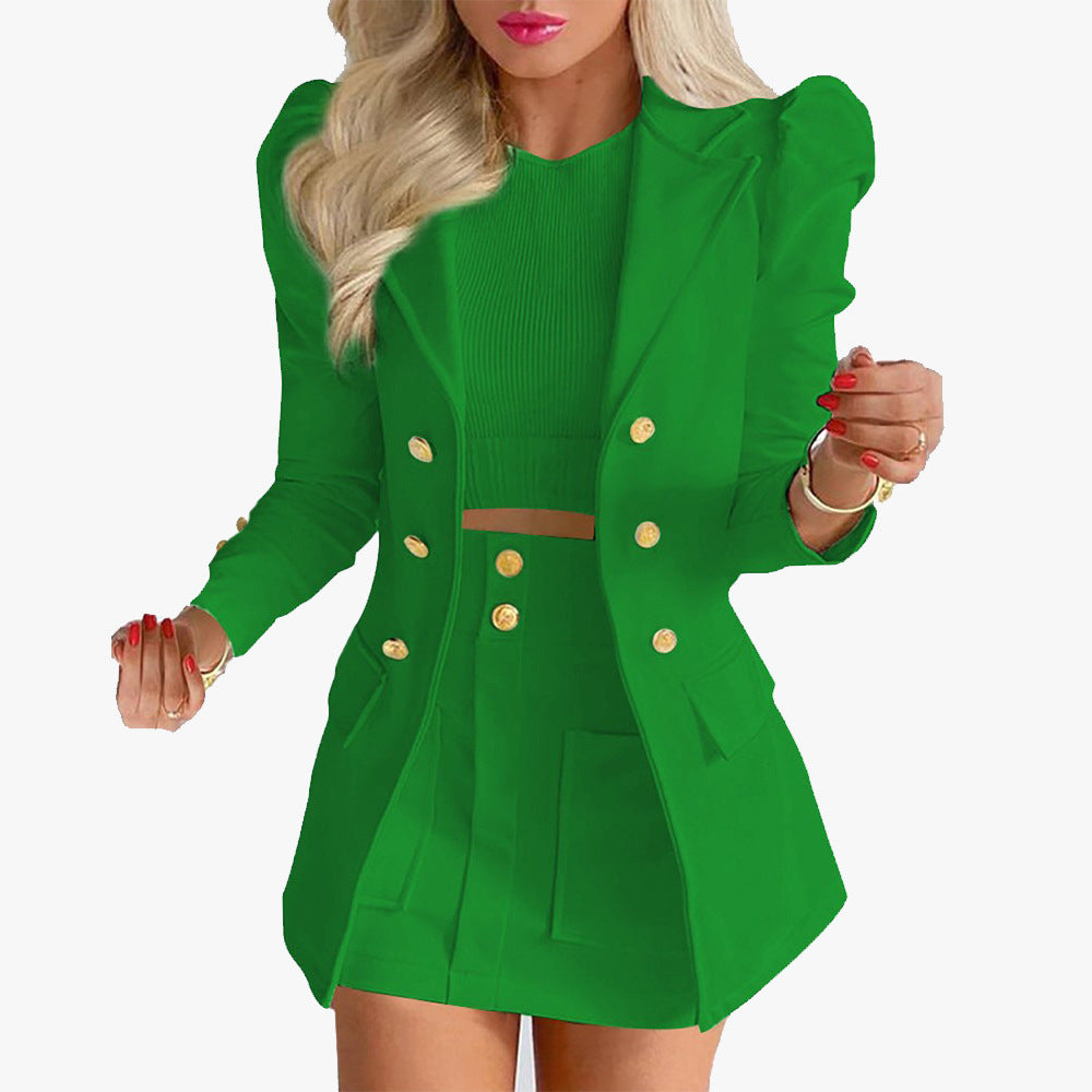 Glamorous Women's Printed Princess Sleeves Commute Fashion Casual Suit