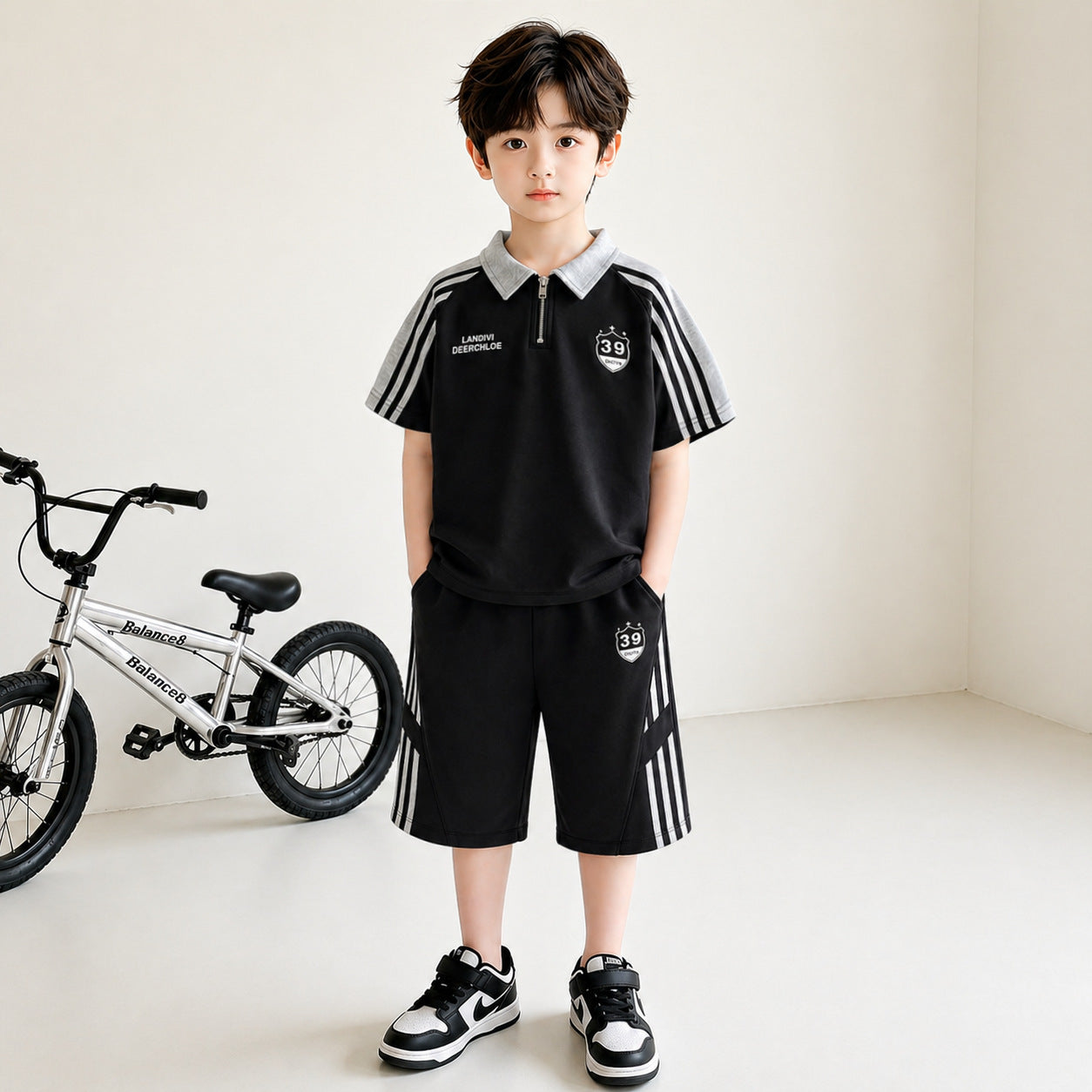 Children's Clothes Cool Handsome Fashionable Thin Big Short-sleeved Children's Suit