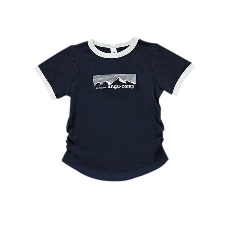 Children's Short-sleeved Clothing Slim Fit Peplum Top Children's T-shirt