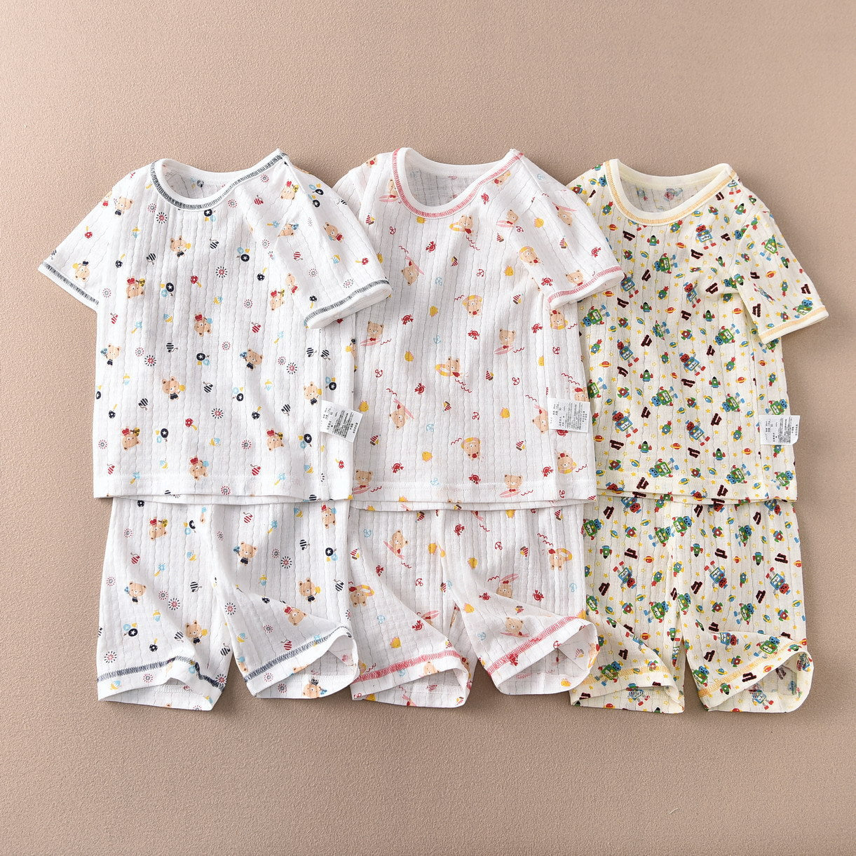 Children's Sleeve Fifth Pants Set Summer Home Wear Twisted Flower Bamboo Children's Suit