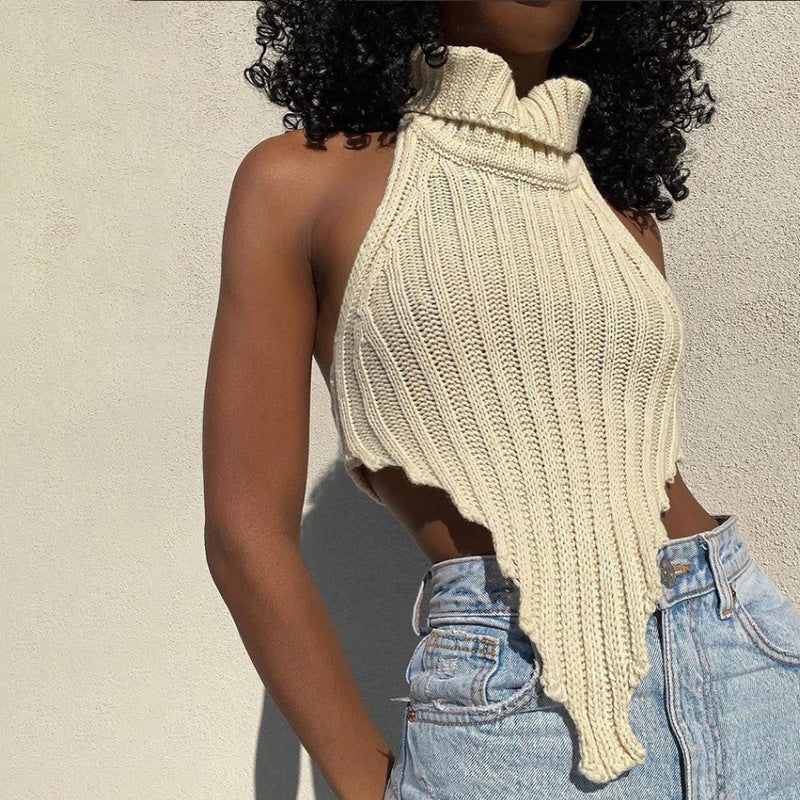 Women's Irregular Backless Woolen Can Wear Outside Small Vest/suspenders/tube Top