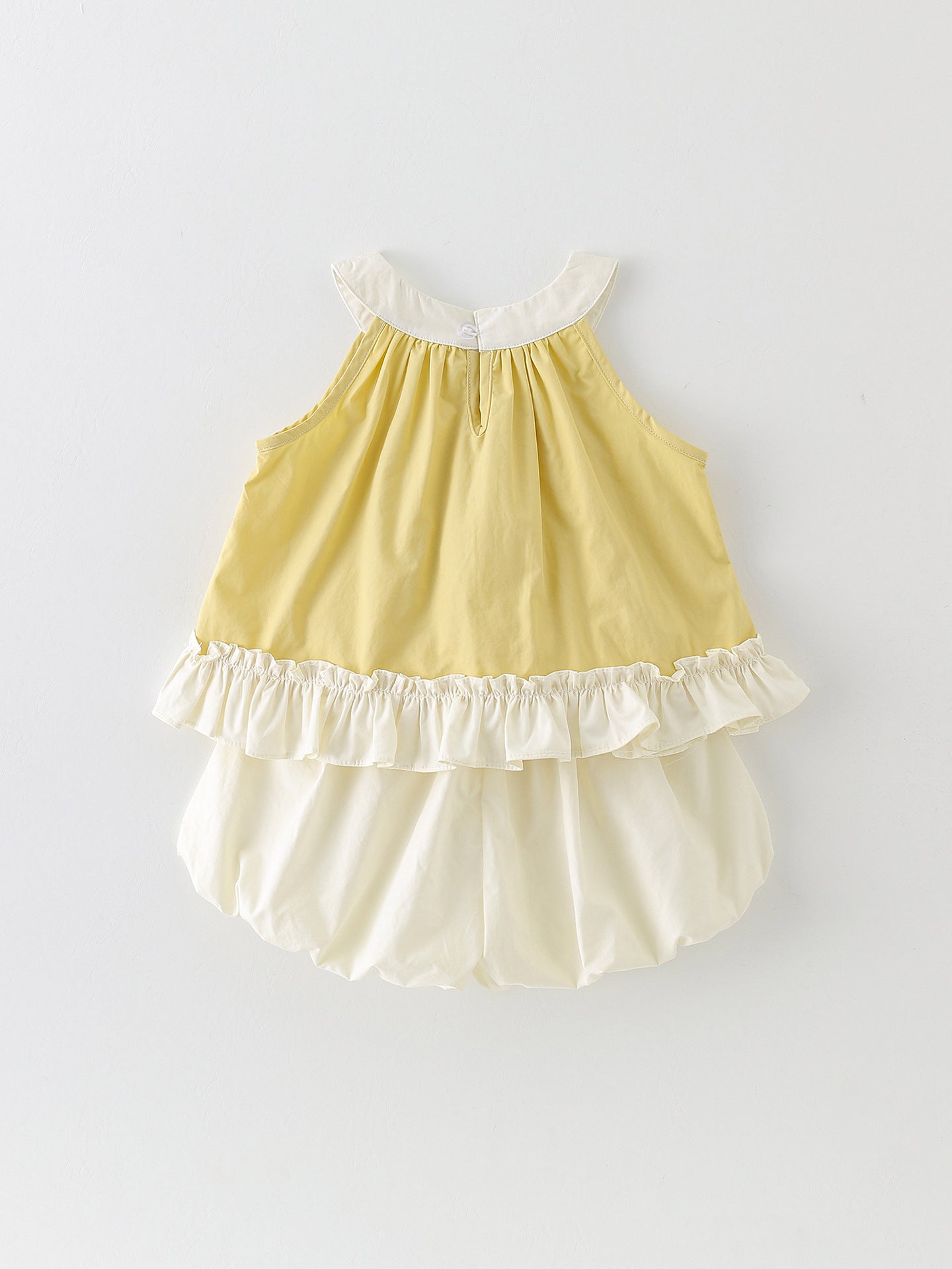 Children's Super Cute Short-sleeved Halter Top Two-piece Yellow Children's Suit