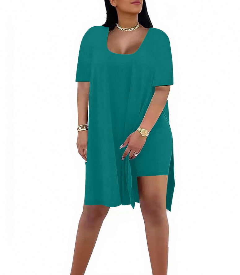 Women's Solid Color Square Collar Sleeve Two-piece Fashion Casual Suit