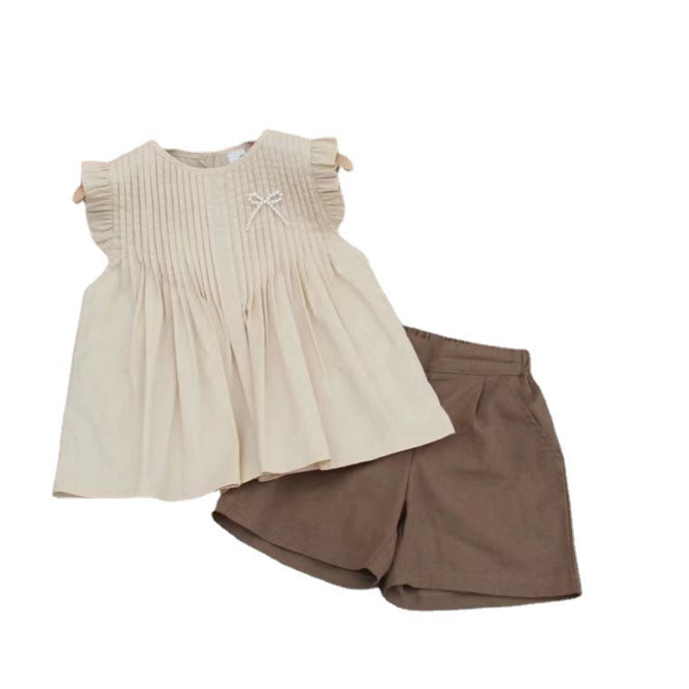Children's Organ Pleated Vest Small Shirt Middle Big Children's Suit