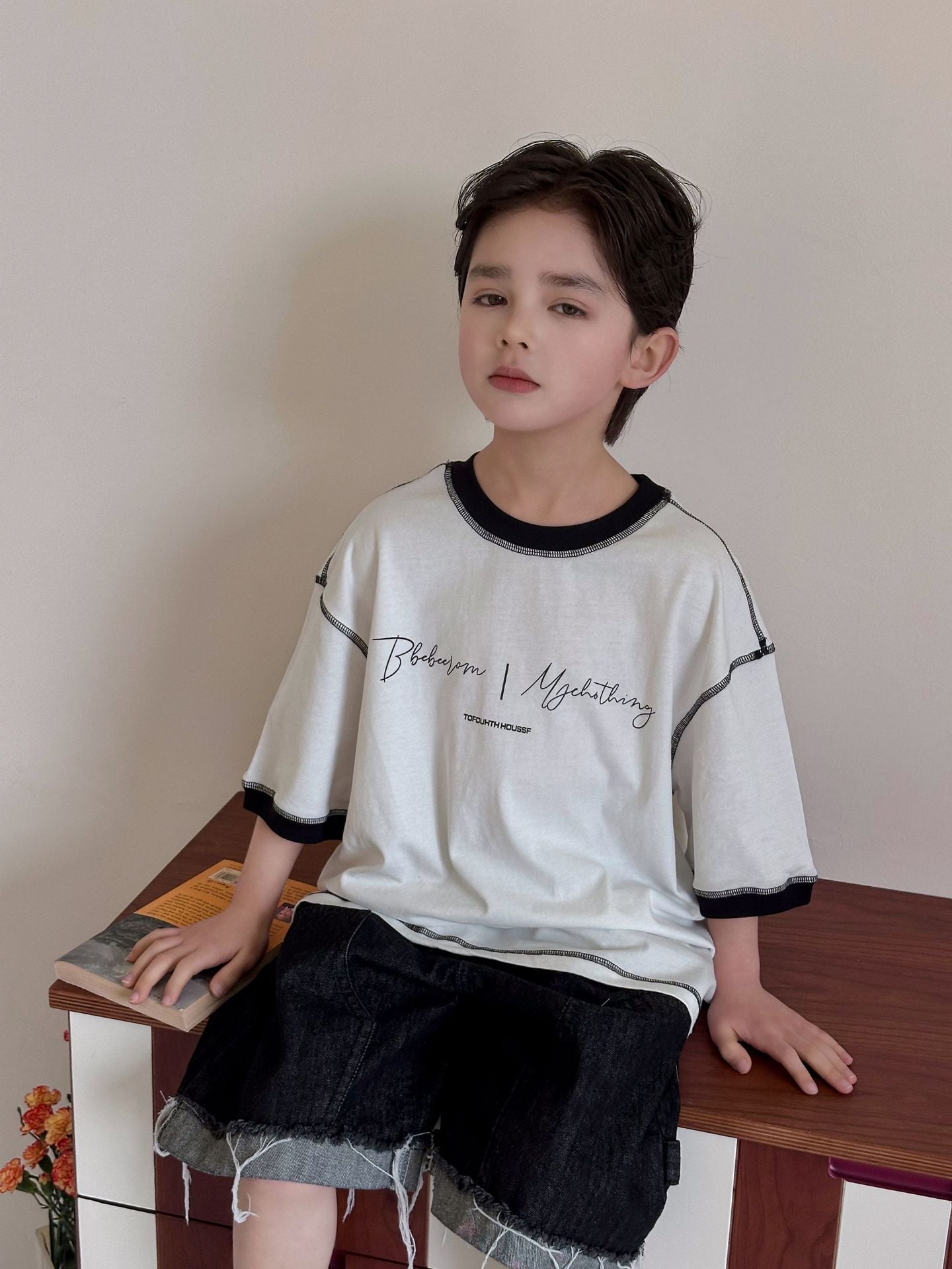Children's Short-sleeved Summer Cotton Loose Stitching Half-sleeved Top Children's T-shirt