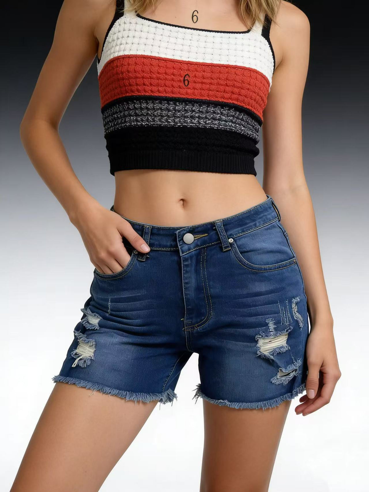 Women's Ripped Slimming Versatile Burr Fashion Trend Women's Jeans