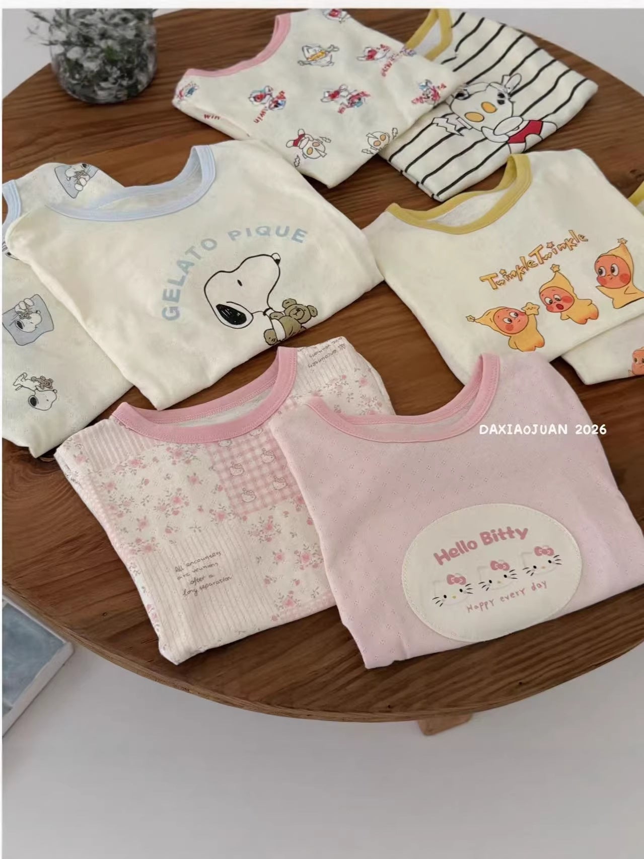 Children's Short-sleeved Summer Breathing Hole Cotton Cartoon Printed Two-piece Children's T-shirt