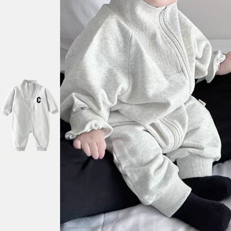 Letter Zipper Long Sleeve Born Type Crawling Going Out Jumpsuit, Climbing Suit