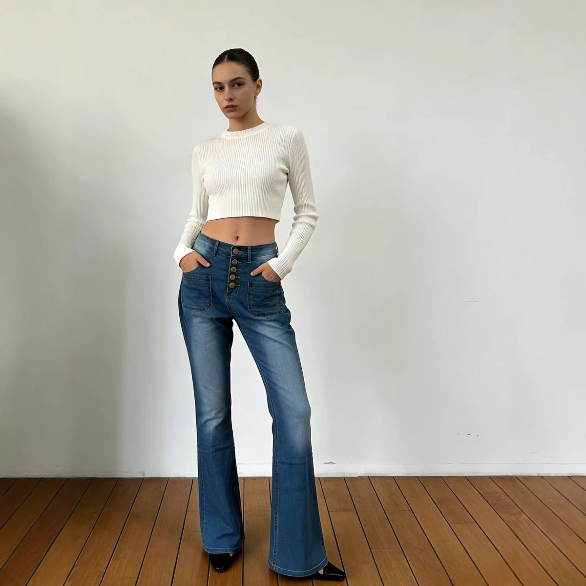 Women's Retro Casual Slimming Stretch Trousers Jeans