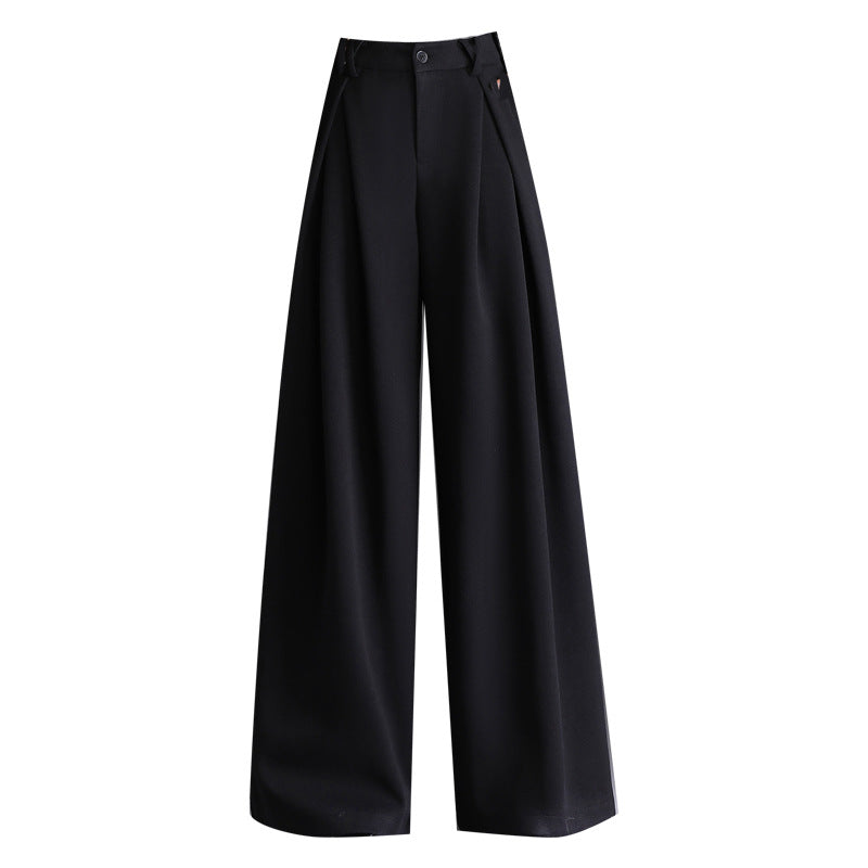 Women's Woolen High Waist Commuter Loose Cover Wide Leg Draping Casual Pants