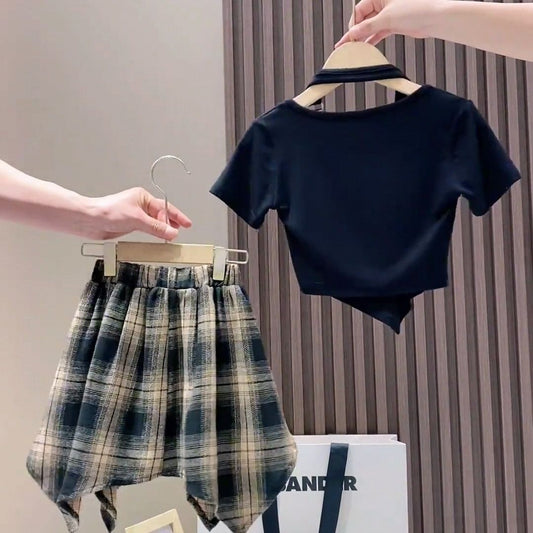 Children's Summer Suits Western Style Halter Short Sleeve Little Culottes Children's Suit