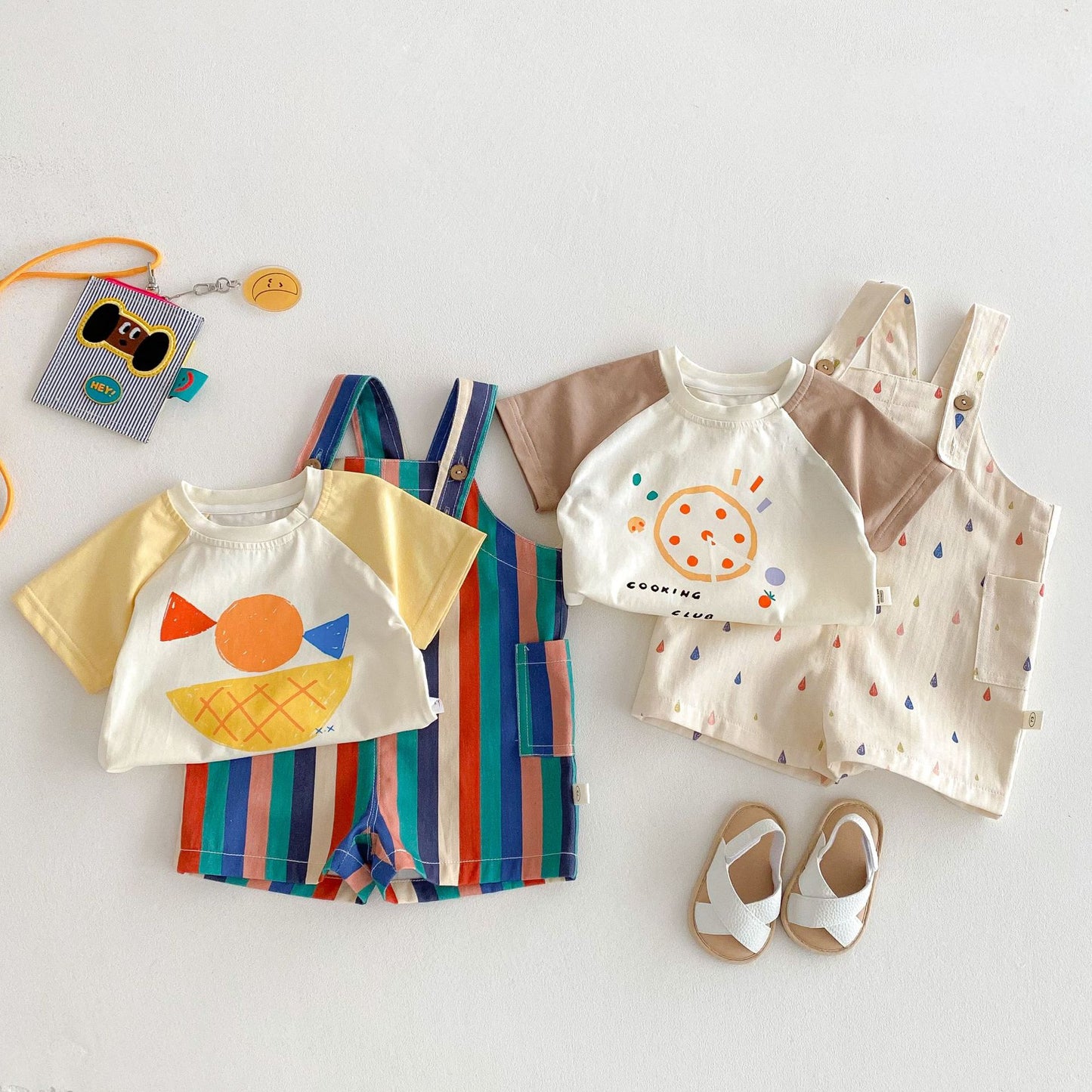 Children's Striped Suspender Summer Fashion Casual Raindrop Trendy Children's Pants