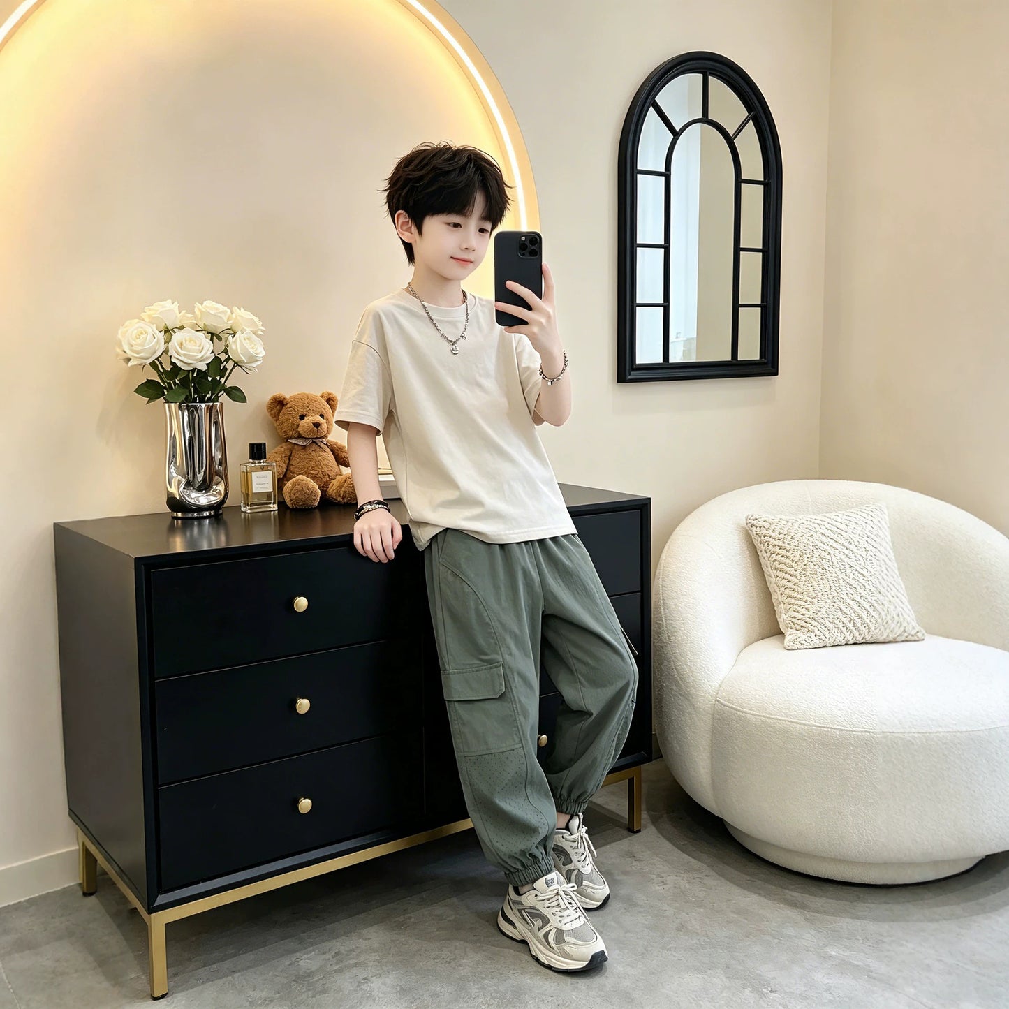Children's Woven Casual Letters Korean Style Trousers Children's Pants