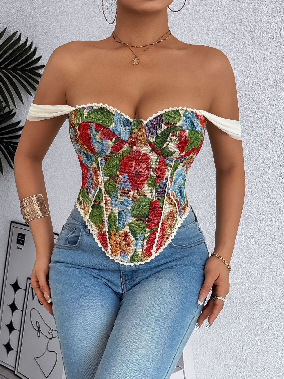 Retro French Jacquard Oil Painting Sense Palace Style Chest Wrap Small Vest/suspenders/tube Top