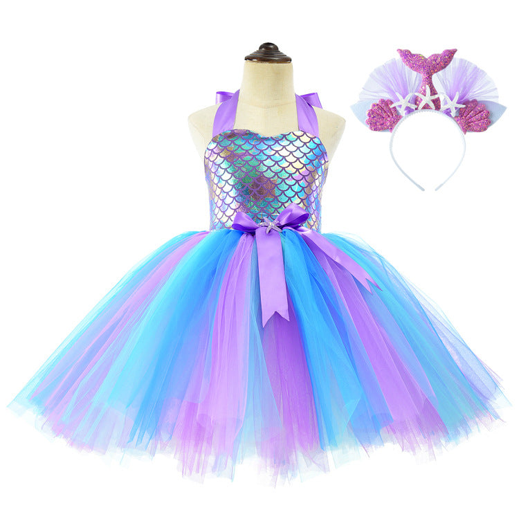 Mermaid Party Halloween Costume Princess Pettiskirt Skirt Children's Dress