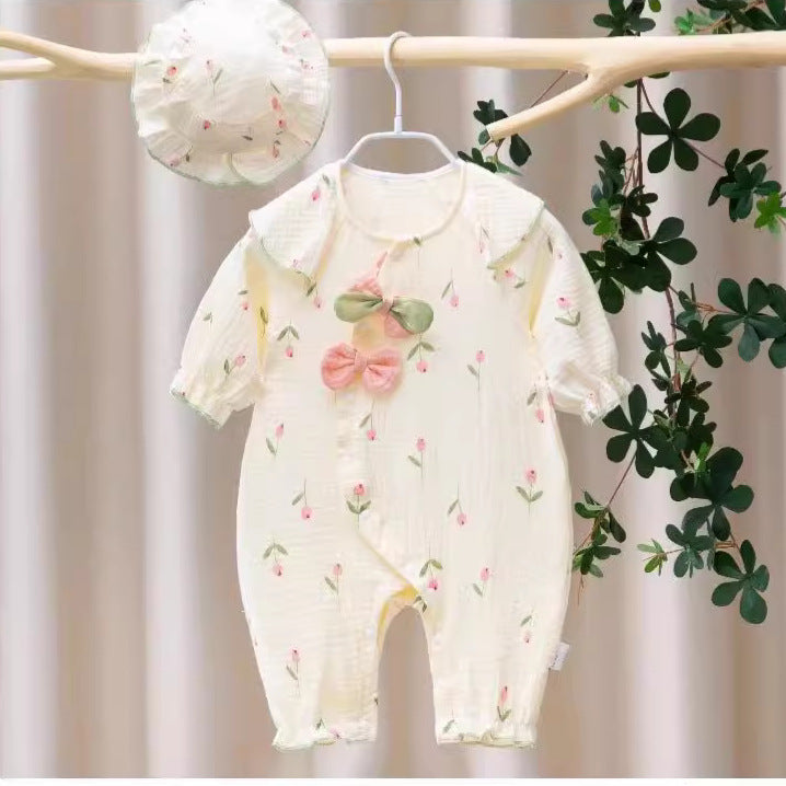 Pastoral Floral Hooded Long-sleeved Jumpsuit Super Jumpsuit, Climbing Suit