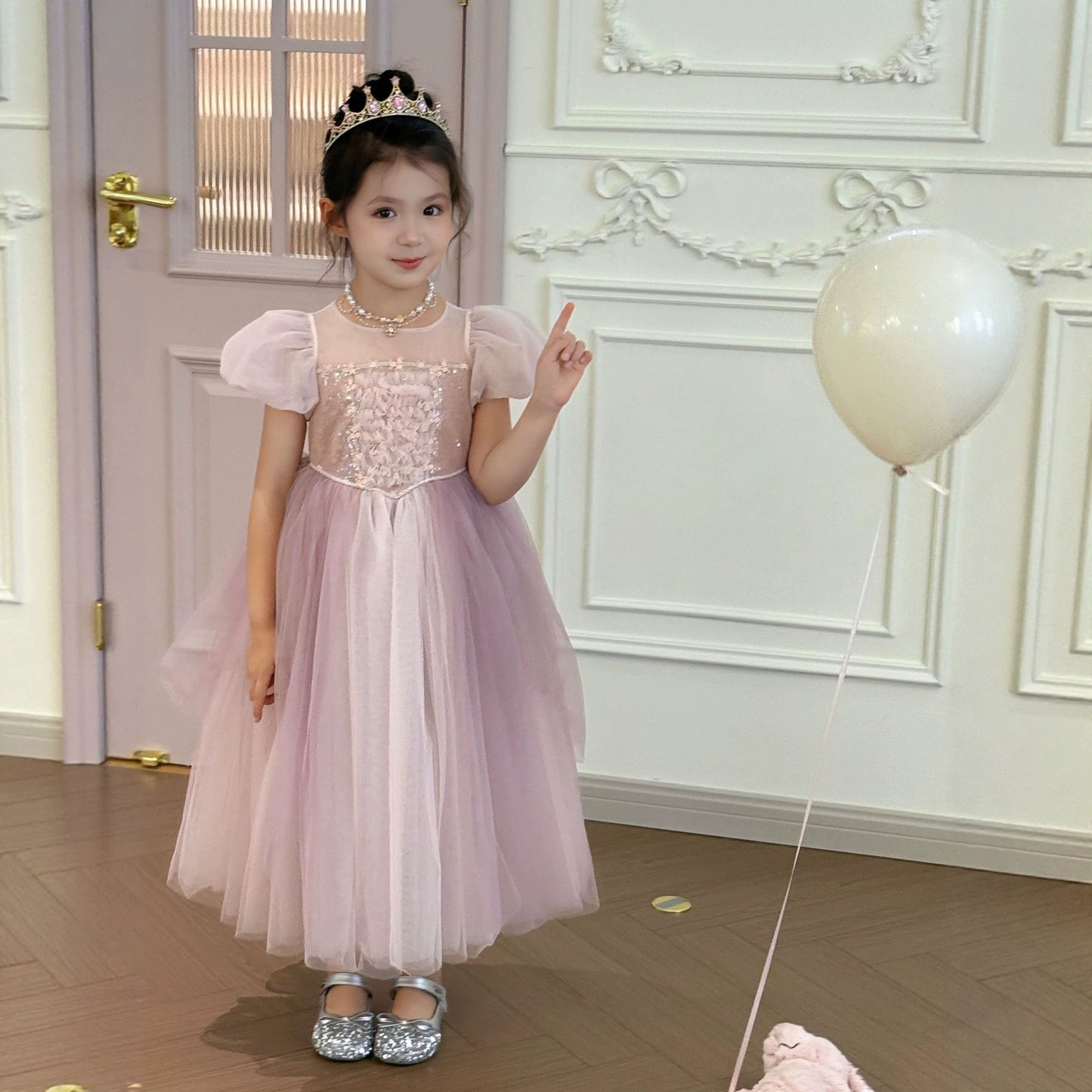 Children's Birthday Bubble Princess Autumn Luminous Gauze Children's Dress