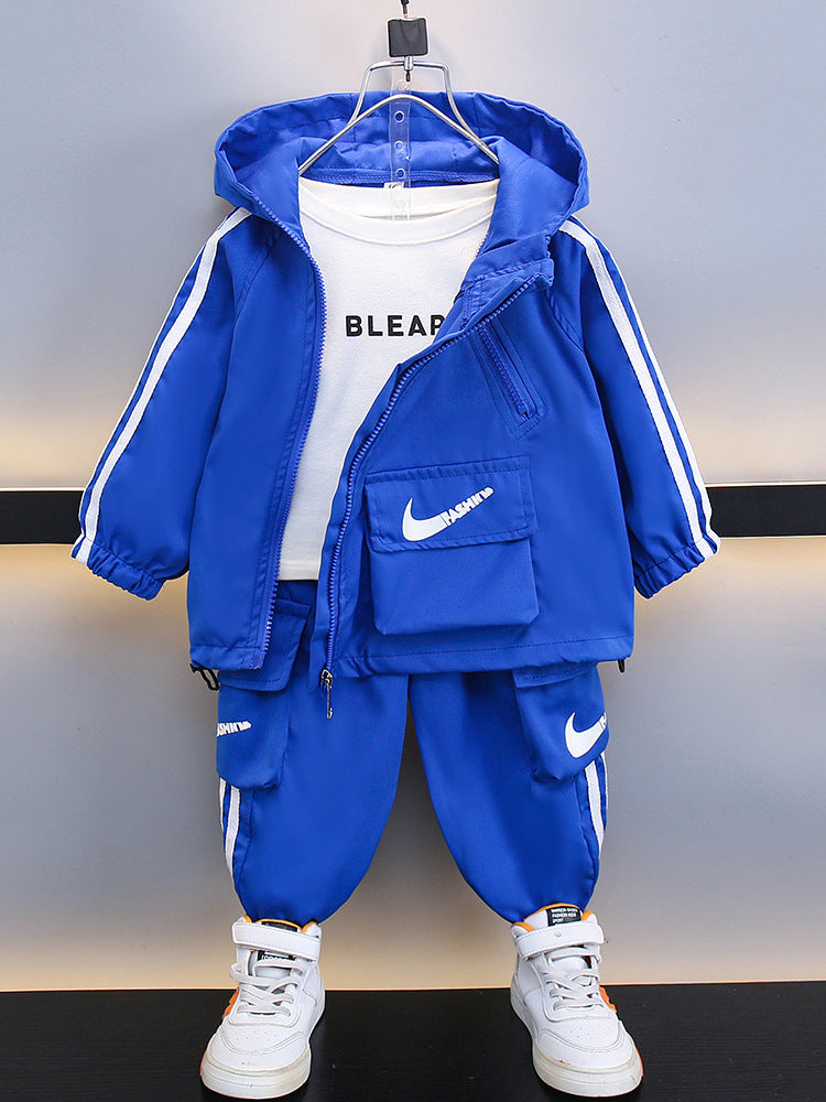 Children's Sportswear Fashionable Double Zipper Two-piece Long Children's Suit