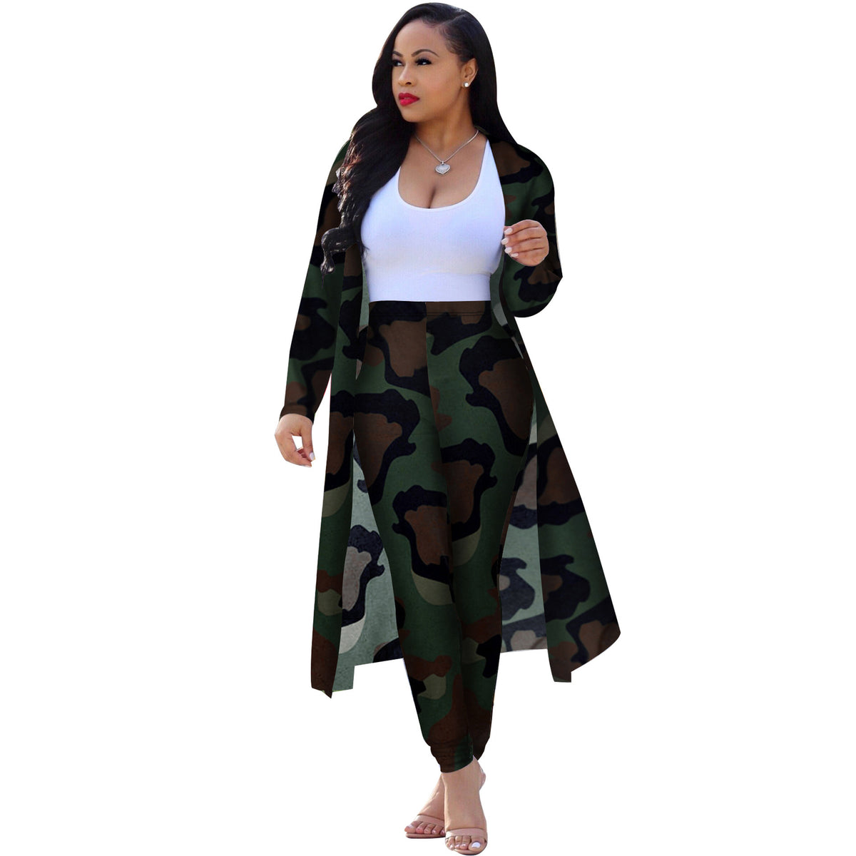 Sexy Print Long Sleeve Two-piece Set Nightclub Uniform