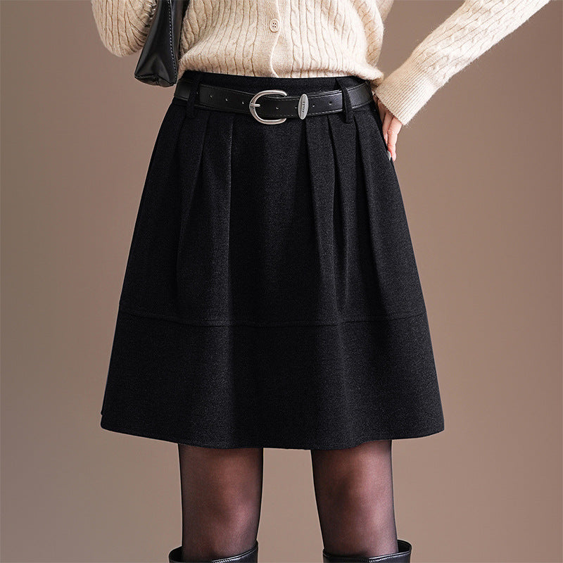 Woolen Bud A- Line Versatile Korean Style Skirt