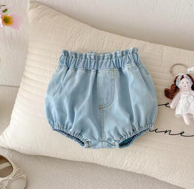 Children's Summer Korean Style Denim Shorts Male Female Front Pocket Large Children's Pants