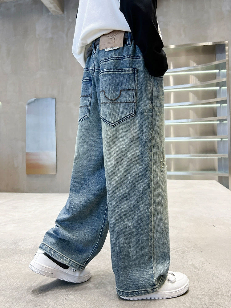 Children's Clothing Boys Autumn Jeans Older Sports Trousers Fashion Trendy Children's Pants