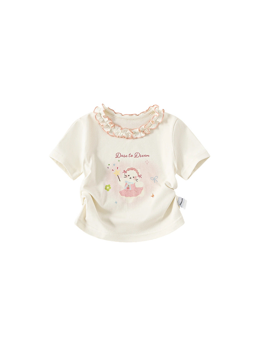 Children's Clothing Short-sleeved Summer Floral Round Neck Tops Children's T-shirt