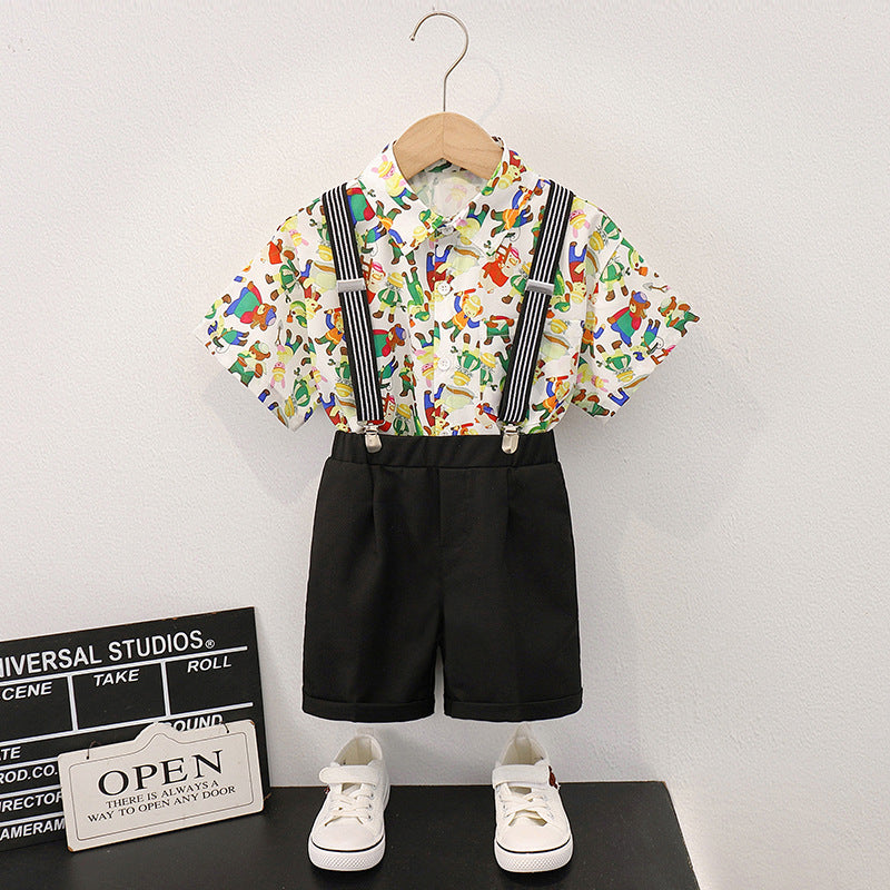 Children's Shirt Suspender Pants Leisure Vacation Wind Children's Suit