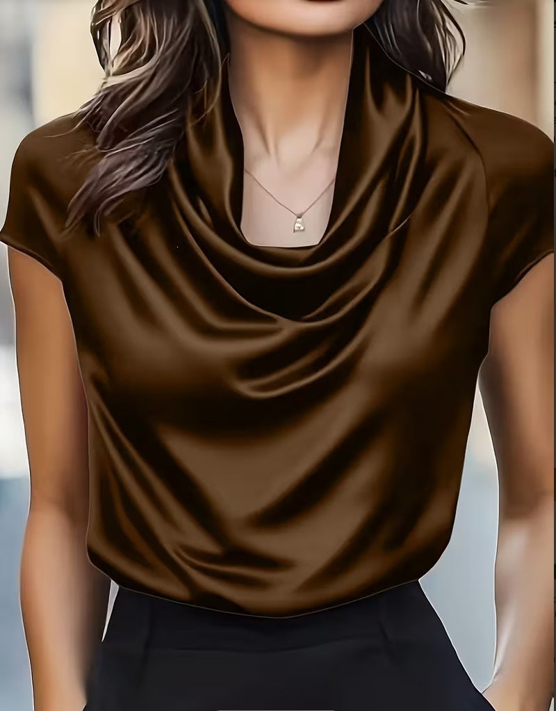 Women's Collar Draping Effect Sleeve Casual Shirt Blouse