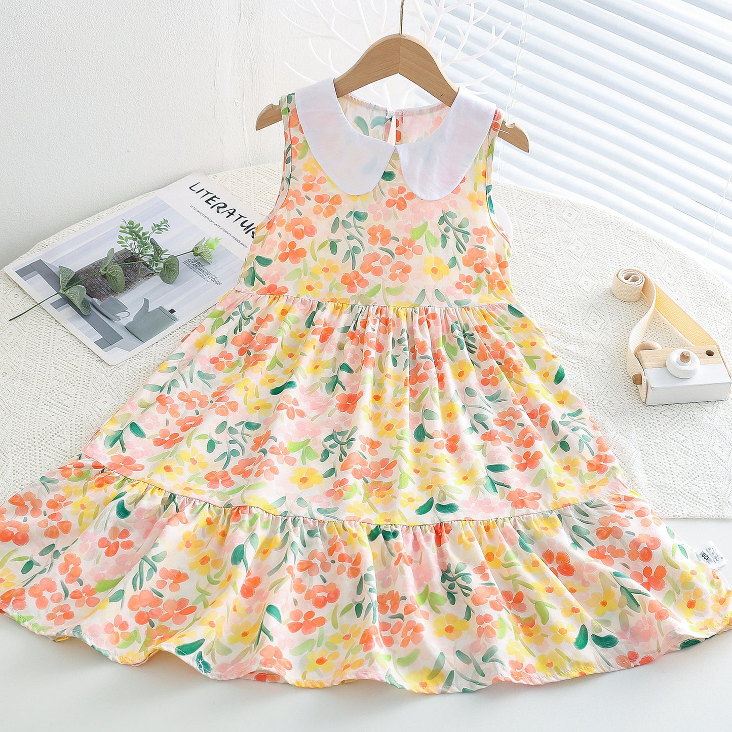 Children's Poplin Summer Artificial Cotton Skirt Medium Children's Dress