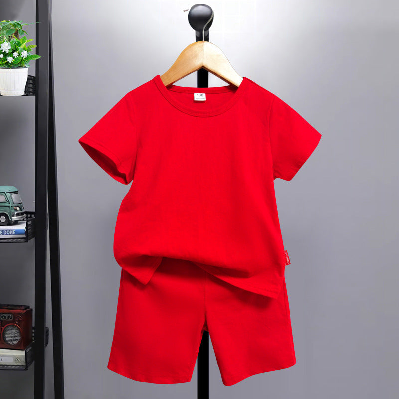 Children's Year's Day Costume Red Short-sleeved Siblings Clothes Children's Suit