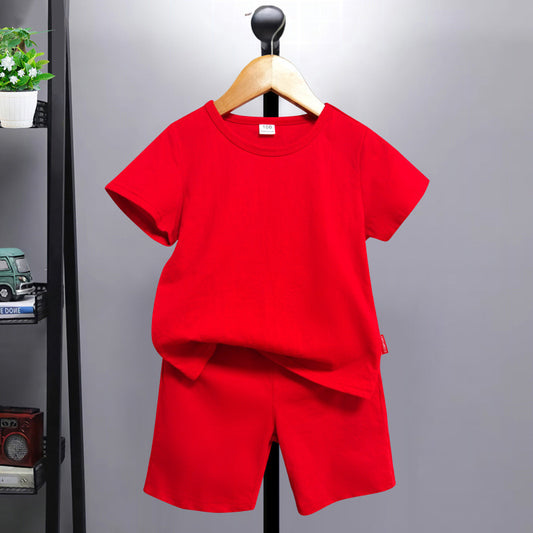 Children's Year's Day Costume Red Short-sleeved Siblings Clothes Children's Suit