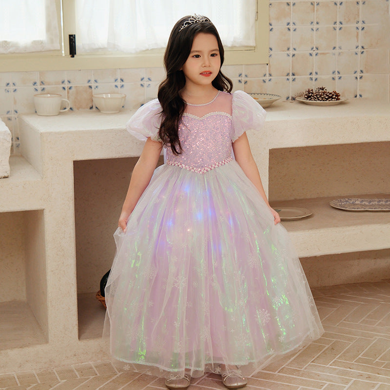 Children's Princess Summer Tulle Tutu Purple Birthday Flower Children's Dress