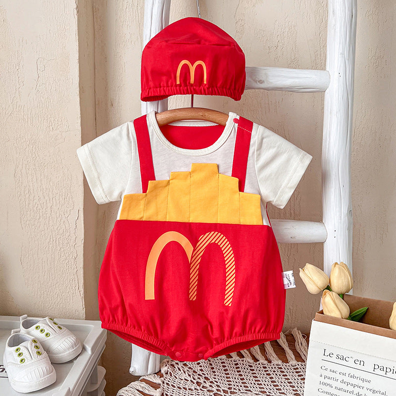 Thin Short Sleeve Born Boy Fake Two Jumpsuit, Climbing Suit
