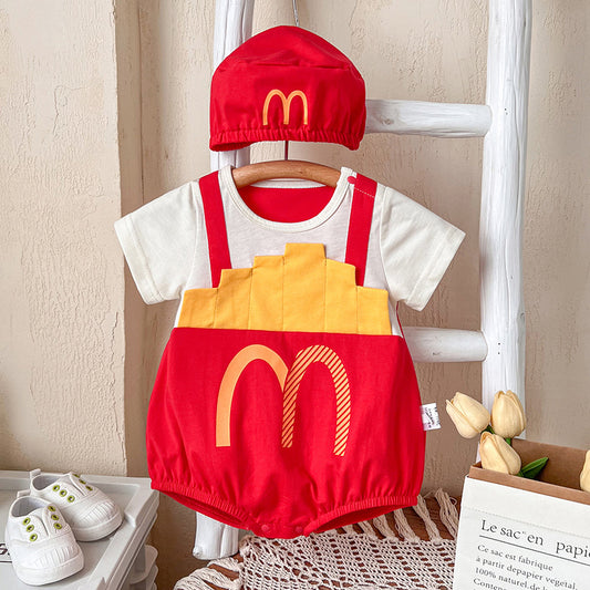 Thin Short Sleeve Born Boy Fake Two Jumpsuit, Climbing Suit