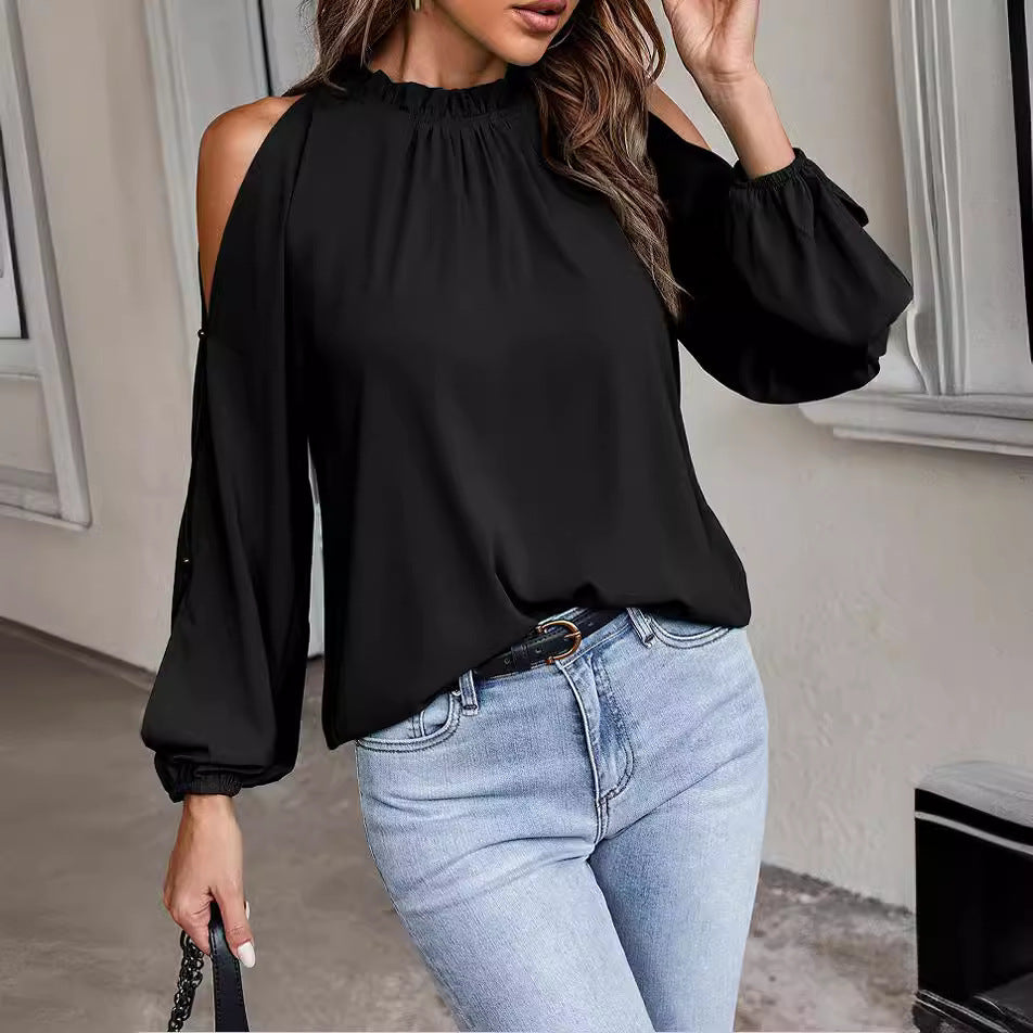 Graceful Women's Collar Cold-shoulder Elegant Fashion Tops