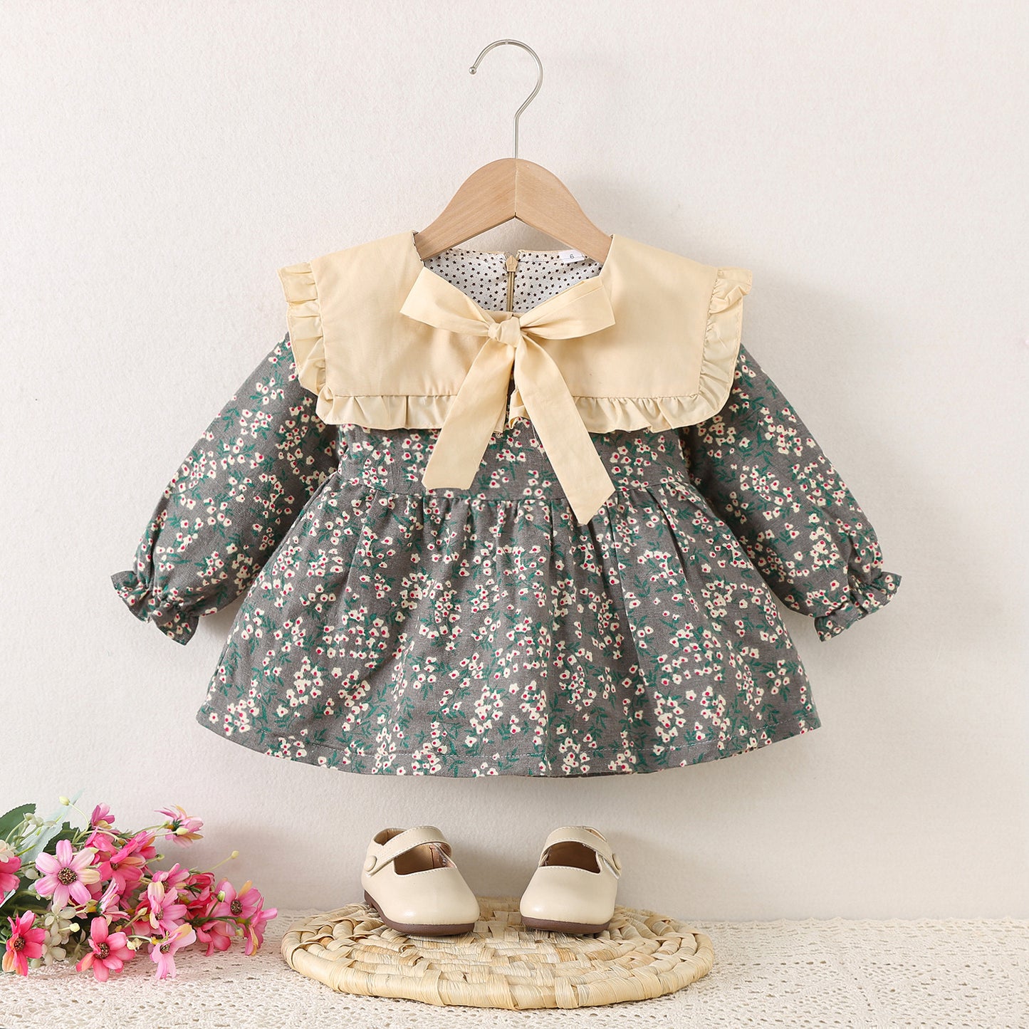 Children's Clothing Long-sleeved Infant Korean Floral Princess Children's Dress