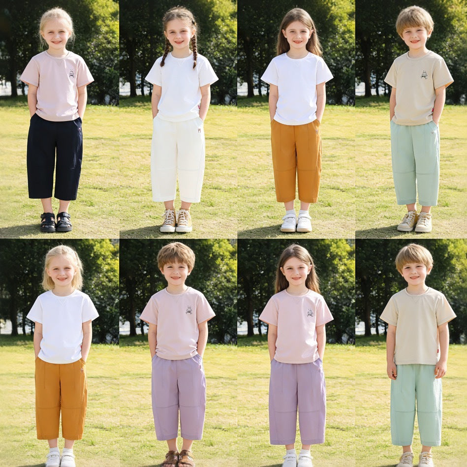 Children's Thin Middle Big Cropped Summer Clothing Children's Pants