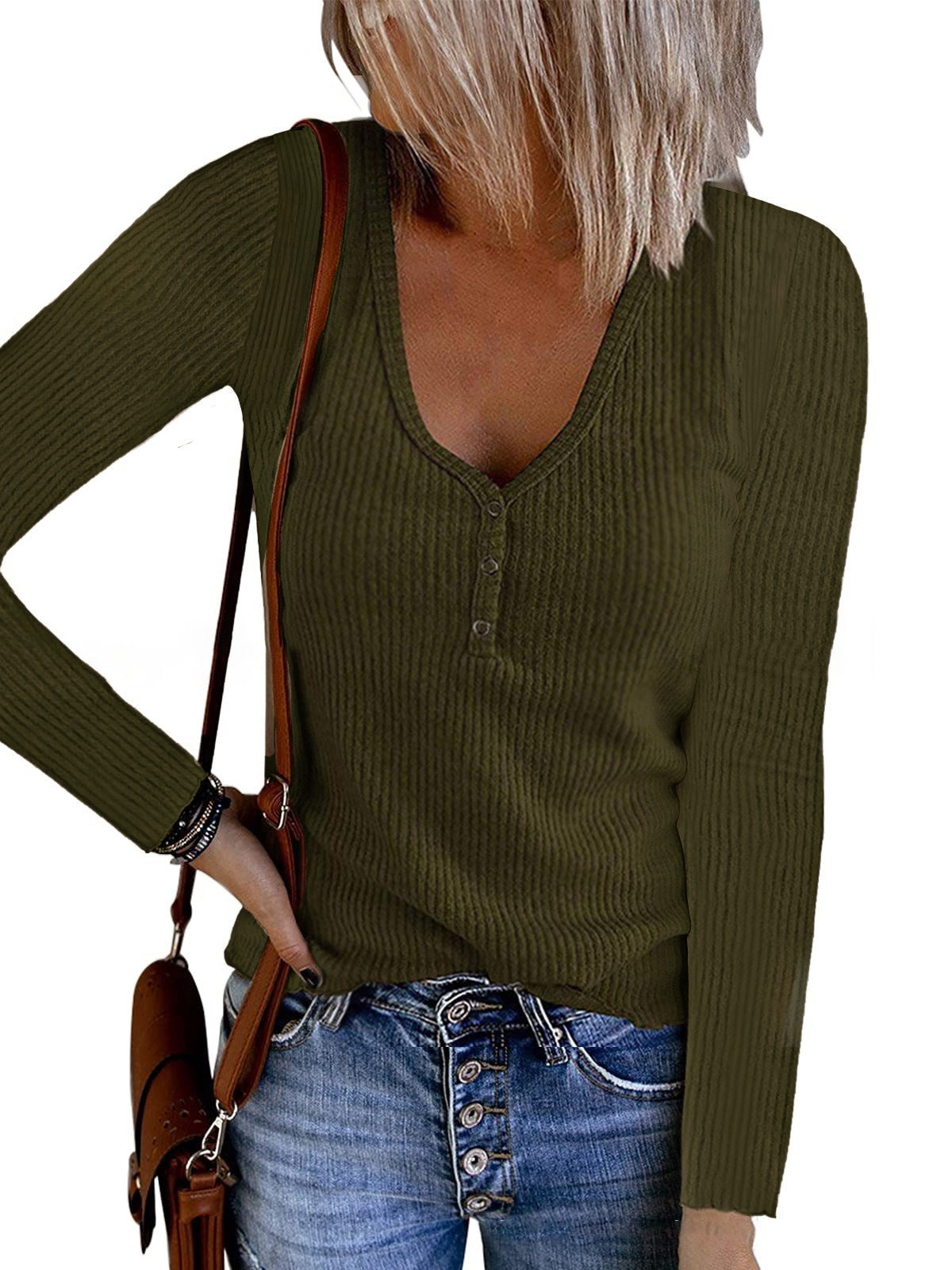 Women's Autumn Button Solid Color Long Sleeve Small Vest/suspenders/tube Top