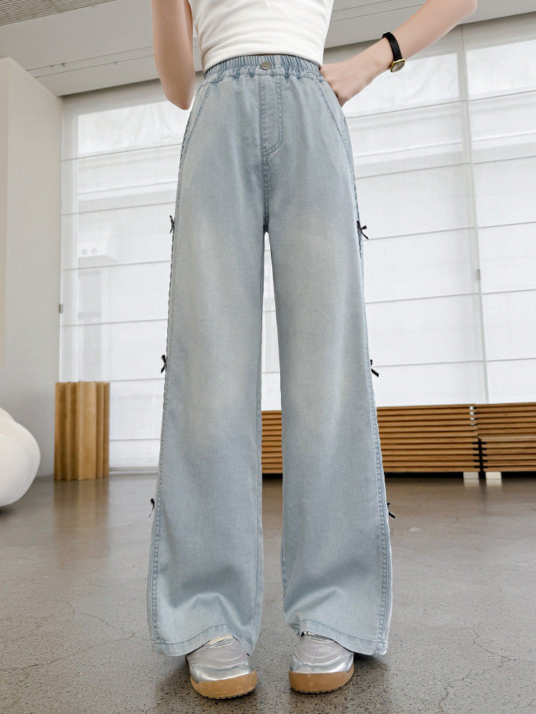 Trousers Summer Thin Korean Bow Medium Big Children's Pants