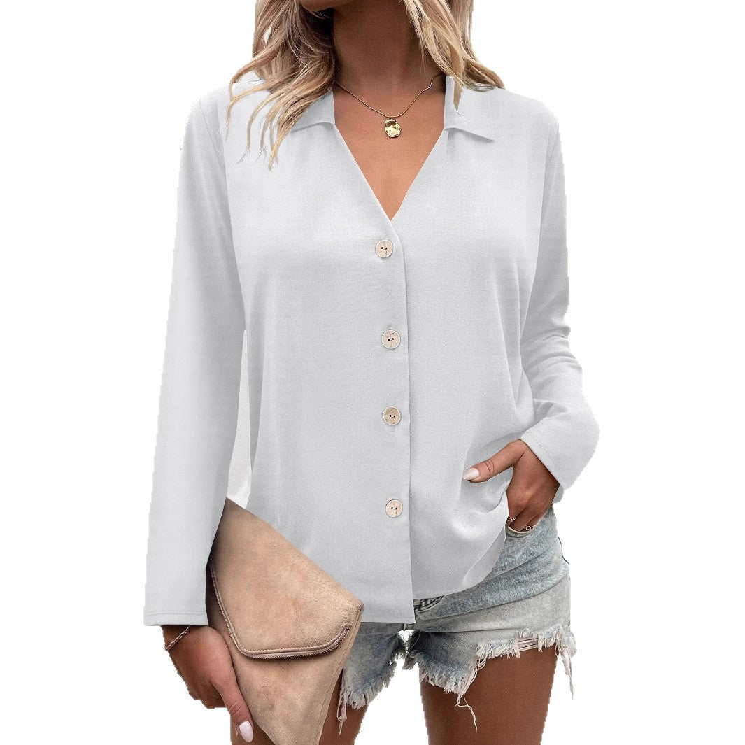 Women's Solid Color Long Sleeve Ice Silk Elegant Blouse
