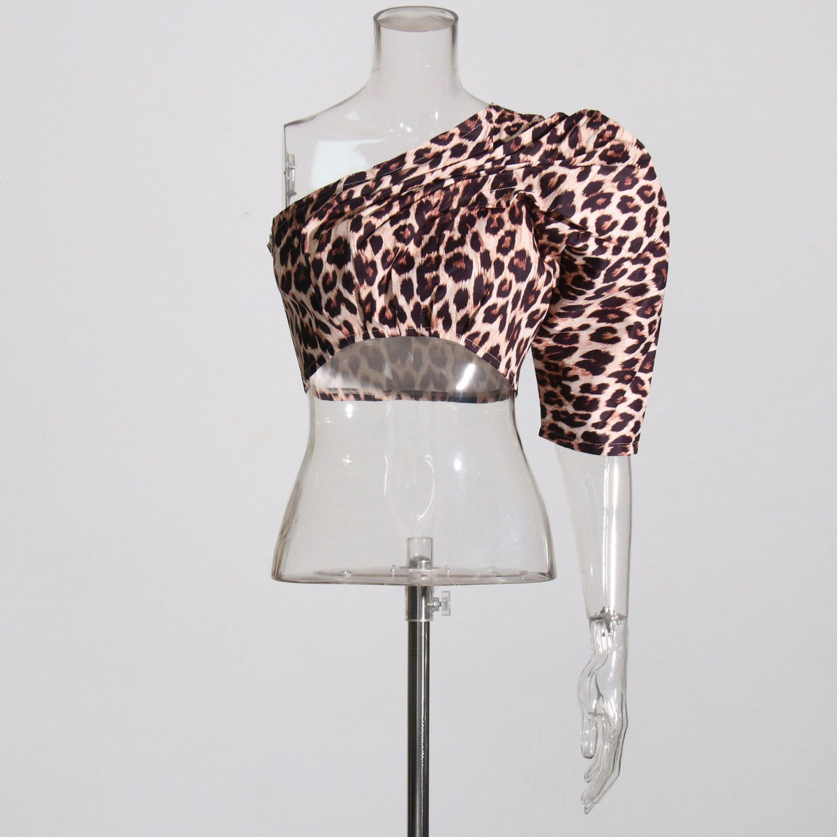 Women's Summer Sexy Leopard Print Irregular Sleeve Fashion Blouse