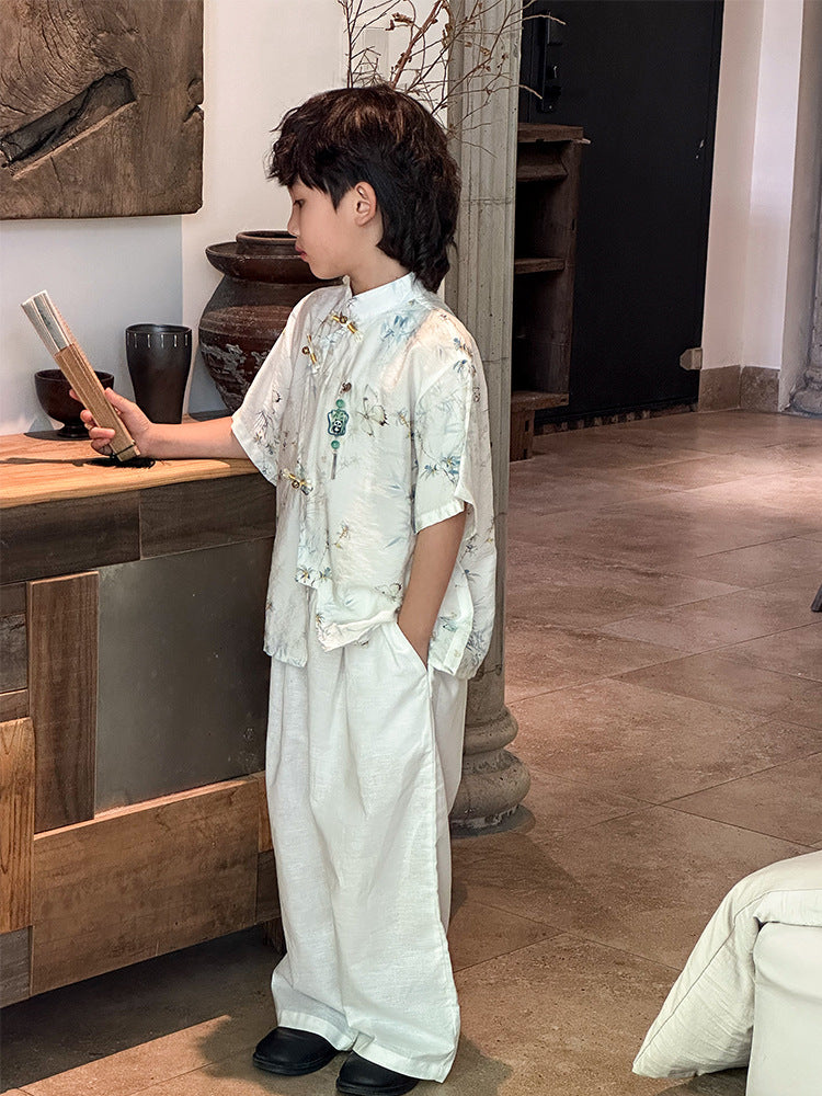 Children's Han Chinese Clothing Summer Short-sleeved Antique Children's Suit