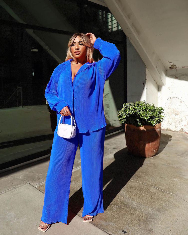 Glamorous Women's Sexy Pleated Loose Multicolor Fashion Casual Suit