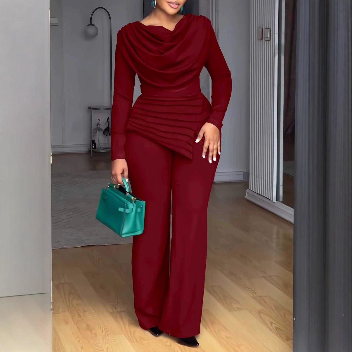Charming Innovative Autumn Waist Bell-bottom Set Fashion Casual Suit