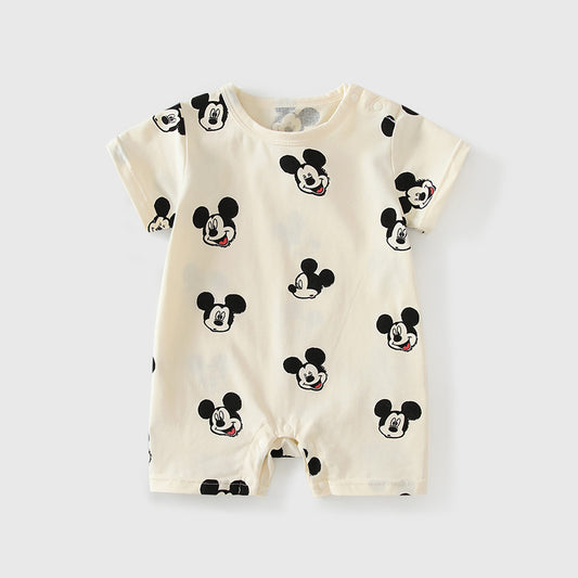 Jumpsuit Summer Boy Short Sleeve Full Printed Cartoon Pattern Breathable Jumpsuit, Climbing Suit