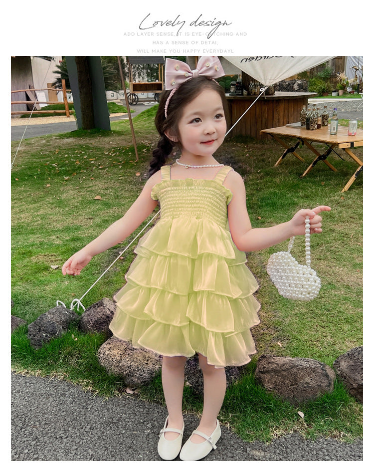 Children's Skirts Summer Western Style Clothing Cake Braces Skirt Children's Dress