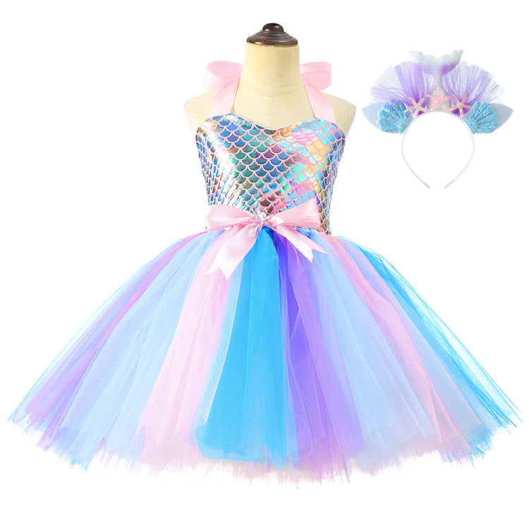 Mermaid Party Halloween Costume Princess Pettiskirt Skirt Children's Dress