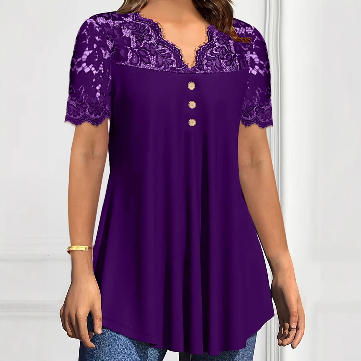 Women's Solid Color Ruffled Sleeves Shirt Modal Women's T-shirt